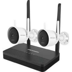 Kit IP Inalámbrico 4 Megapixel / NVS 4 Canales / 2 Cámaras Bala para Exterior con Lente 2.8 mm y Dual Light (30 mts IR + 30 mts Luz Blanca) / Audio Bidireccional (Micrófono y Bocina) / Soporta Micro SD de 512 GB