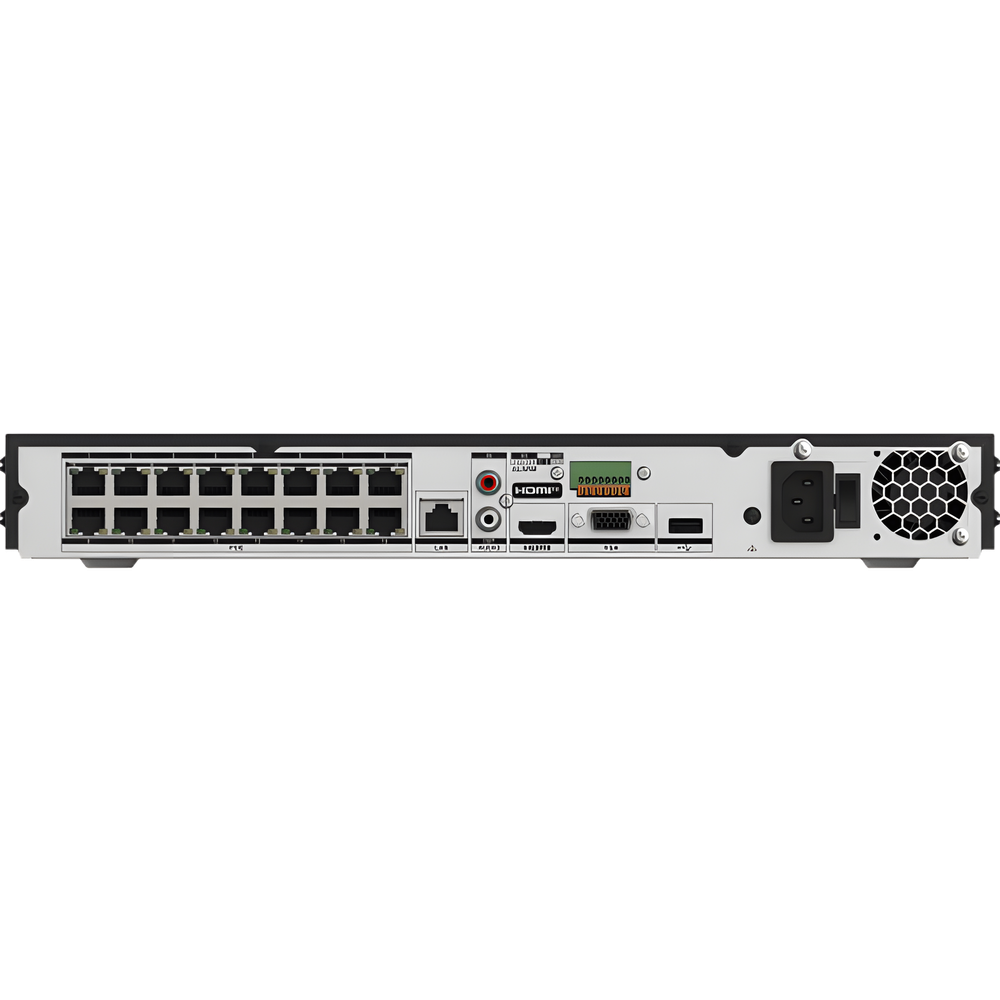 [AcuSeek] NVR 12 Megapixel (4K) / 32 canales IP / 16 Puertos PoE+ / Recocimiento Facial / AcuSense (Evita Falsas Alarmas) / 2 Bahías de Disco Duro / HDMI en 4K / Alarmas I/O / 300 Metros PoE Modo Extendido