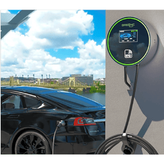Estación de Carga para Vehículos Eléctricos / 48 A / 11.5 kW / Conector Tipo 1 (SAE J1772) / 220-250 V Monofásico / Pantalla LCD 4.3 in (10.9 cm) / Cable TPU 5 m (16.4 ft) / Plug and Play / APP Móvil / RFID / Carcasa Aluminio y UL94-V0
