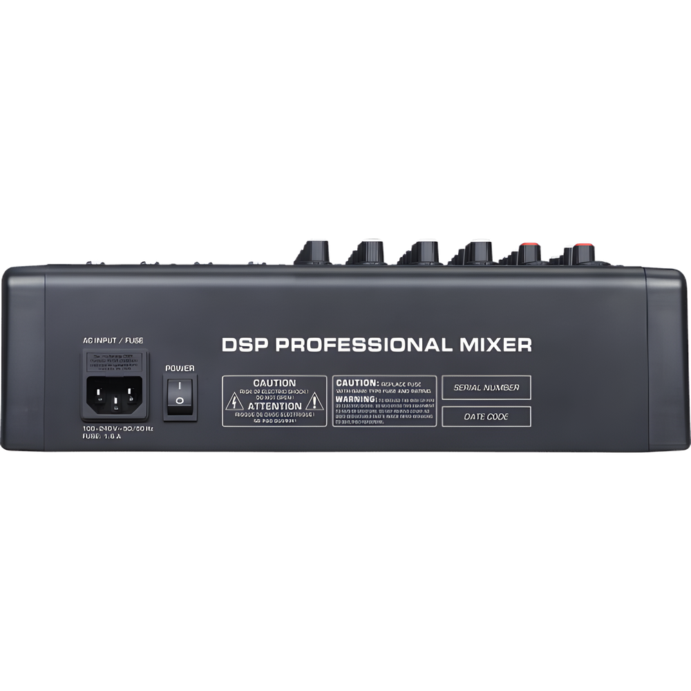 Consola de Mezcla Analógica | 8 Canales | 6 Entradas Mic/Línea | 12 Salidas | DSP Efectos | USB Media | Bluetooth | Montaje en Rack