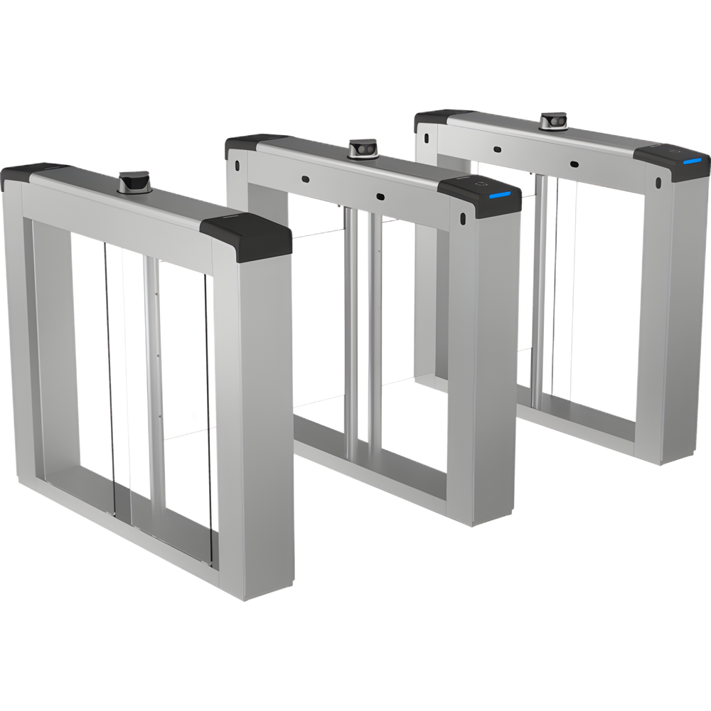 Torniquete Quick Pass Central / Reconocimiento Facial y Lectores de Tarjeta Incluidos / Bidireccional / 5,000,000 MCBF / 4 Pares de dToF / Carriles Seleccionables de 65 o 90 cms (aletas de acrilico no incluidas) / Requiere Torniquetes Laterales