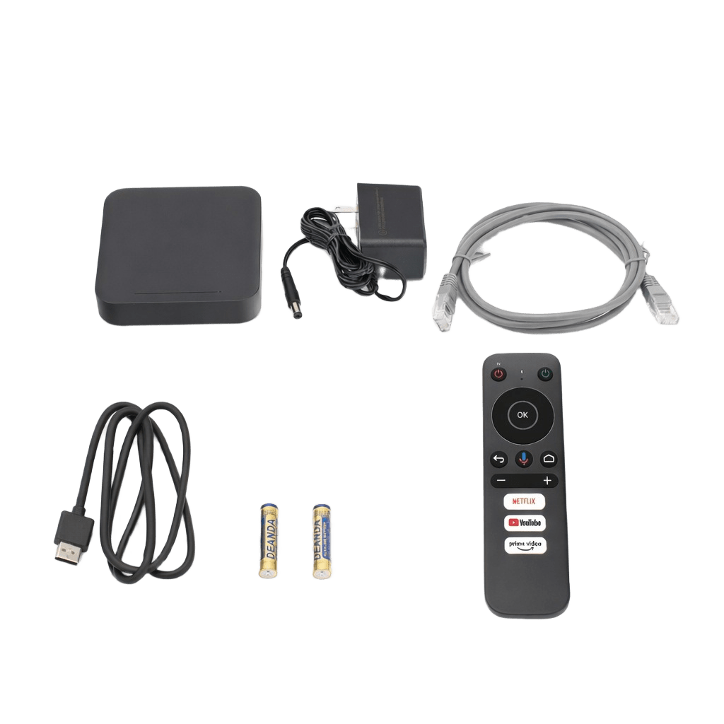 STB 4K Android con Google TV / Alto Rendimiento / Conexión Wi-Fi y por Cable / Control Remoto Bluetooth / Salida HDMI / APP Hik Connect Pre-instalada / Software de Gestion para ISPs/ Para modo desarrollador leer la nota en la descripcion