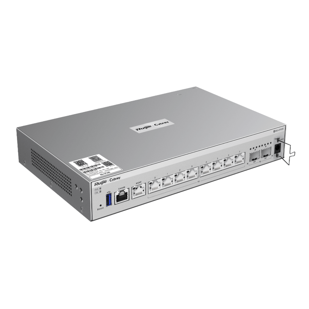 Firewall Next Generation / Empresarial / Alto Rendimiento 7 Gbps / Protección de Amenazas 500-700 Mbps / Gestión Cloud / 8 Puertos RJ45 + 2 SFP / Rack 1U / AI-Powered Security / Línea Cybrey