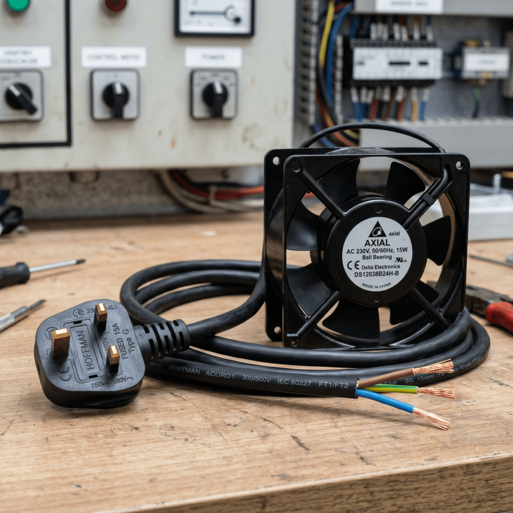 Cable de Alimentación para Ventilador / 1 Conector / 1.52 m (5 ft) / Cobre / Enchufe 3 Puntas con Tierra / Compatible con Ventiladores Compactos Hoffman