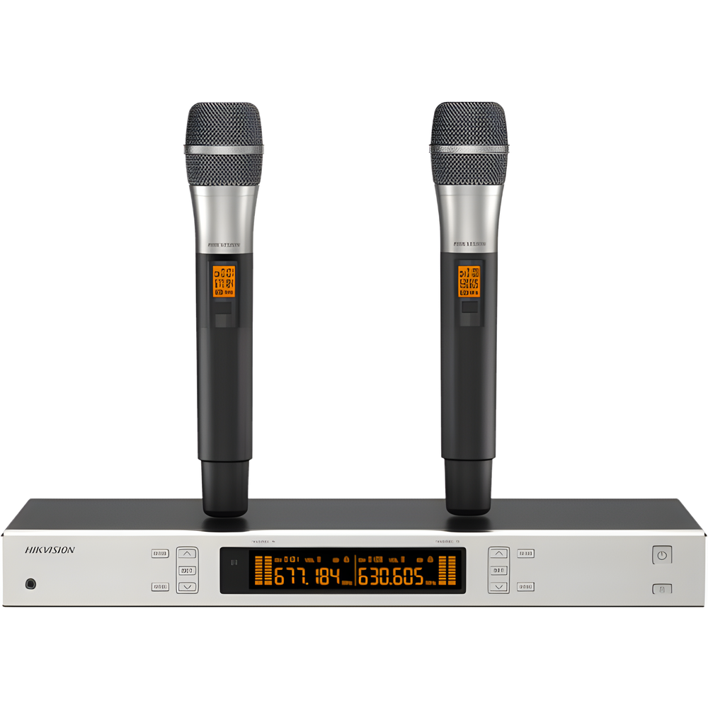 Kit de Micrófonos Inalámbricos UHF / 2 Canales / 2 Micrófonos de Mano / Frecuencia 821-942 MHz /