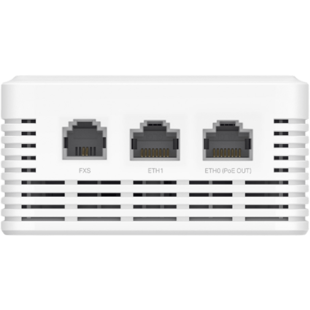 Punto de Acceso GPON de Pared / AX1800 Wi-Fi 6 / 1.8 Gbps / 2 Puertos Gigabit con PoE de Salida / FXS VoIP / Gestión Cloud Omada / Mesh y Roaming