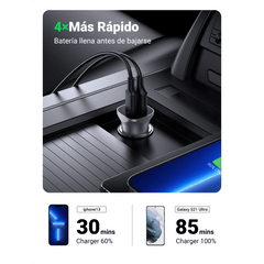 Cargador de Auto 24W | Puerto USB-A y USB-C | Carga Rápida | Compatible con Vehículos de 12 y 24 VCD | PD3.0 + QC3.0 | Indicador Led | Diseño Compacto | Chip Inteligente | Caja de Aluminio