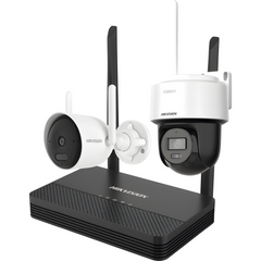 Kit IP Inalámbrico 2 Megapíxel / NVS 4 Canales / 1 Cámara Bala Exterior + 1 Cámara Turret Interior con Lente 2.8 mm y Dual Light / Audio Bidireccional (Micrófono y Bocina) / Soporta Micro SD de 512 GB