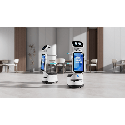 Robot de Entrega Automatizado / Área de Cobertura Máxima 200*200? / Velocidad de Movimiento Ajustable 0.1~1.0 m/s / Colaboración Multi-robot Hasta 20 Robots / Batería de Ion de Litio Ternaria / Pantalla de Publicidad 18.5 pul