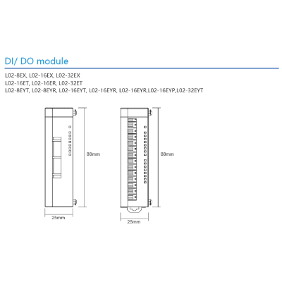 Módulo de Expansión PLC L02S-16EYP / 16 Salidas Digitales / Transistor PNP / 220VAC-30VDC 0.5A por Punto / Terminales Push-Type / Compatible Serie L02S Coolmay