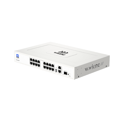 16 x 10/100Mbps PoE Ports, 2 x 10/100/1000Mbps RJ45 Uplink Ports and 1 x 1000Mbps SFP Slot