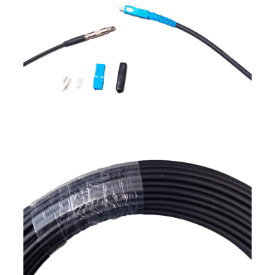 Rollo de Fibra Óptica Drop Redonda G657A2 Monomodo Simplex de 100 Metros con Conectores SC/UPC-SC/UPC para Instalaciones Aéreas o a la Intemperie