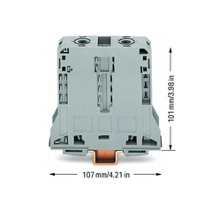Borna de Paso para 2 Conductores / 95 mm² / POWER CAGE CLAMP / Montaje en Carril DIN 35 x 15 / Tensión Asignada 1000 V / Corriente Asignada 232 A / Material Poliamida (PA66) / Gris