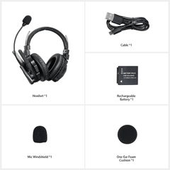 Diadema de Comunicación Inalámbrica Binaural / Cancelación de ruido IA / Comunicación Distancia 500m / Bluetooth / Batería 1050mAh / Resistente a la Lluvia