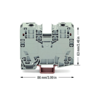 Borna de Paso / 2 Conductores / 35 mm² / POWER CAGE CLAMP / Montaje en Carril DIN 35 x 15 / Poliamida (PA66) / Gris / Tensión 1000 V / Corriente 125 A