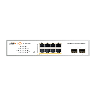 Switch Administrable PoE  / 8 puertos PoE af/at Gigabit /  2 x SFP Gigabit / Administración Cloud Gratuita / Presupuesto 120 W