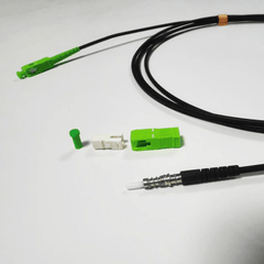 Rollo de Fibra Óptica Drop Redonda G657A2 Monomodo Simplex de 200 Metros con Conectores SC/APC-SC/APC para Instalaciones Aéreas o a la Intemperie