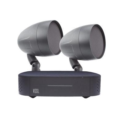 KIT Amplificador VSSL A1X | 2 Bocinas Acoustiscape TruAudio Modelo AS2T |  IP66