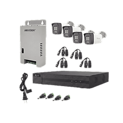 Kit HiLook Audio Bidireccional TurboHD 1080p / DVR Metalico 4 Canales / 4 Cámaras Bala (Exterior) con Bocina y Micrófono Integrado / 1 Fuente de Poder / Accesorios