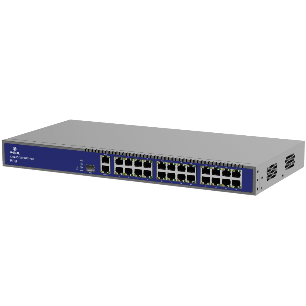 MDU Triple-mode PON (GPON/XGPON/XGSPON) / 24 Puertos PoE 802.3at Gigabit /  1 Puerto PON