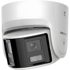 [FlexVu] [PROTECCIÓN ACTIVA] Turret IP 4 Megapixel / 2 Lentes de 2.8 mm (Imagen Panorámica 180°) / 30 mts IR / Exterior IP67 / Luz Intermitente y Alerta de Audio / Audio Bidireccional / ACUSENSE / WDR 120 dB / Micro SD