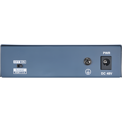 Switch PoE / No Administrable / 4 Puertos 10/100 Mbps PoE (30 W) / 1 Puerto Uplink 10/100 Mbps / Puerto VIP / Modo Extendido hasta 300 Metros / 60 Watts