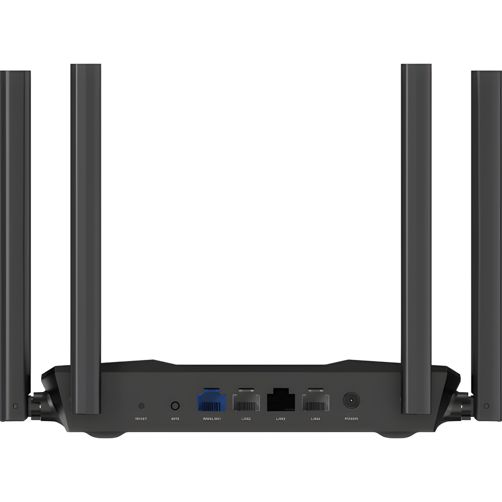 Router Inalámbrico WISP Gigabit / Wifi 5 / Hasta 1200 Mbps / Doble Banda AC (2.4 GHz y 5 GHz) / 3 Puertos LAN 10/100/1000 Mbps + 1 Puerto WAN 10/100/1000 Mbps /  4 Antenas Externas Omnidireccional de 5 dBi / Interior