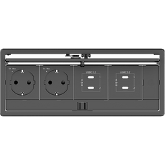 Table In-Surface Connectivity Box | 4 Módulos | Diseño Minimalista | Instalación desde Arriba | Negro-RAL 9011 | 242 x 99.5 x 113 mm (9.52 x 3.91 x 4.45 in)