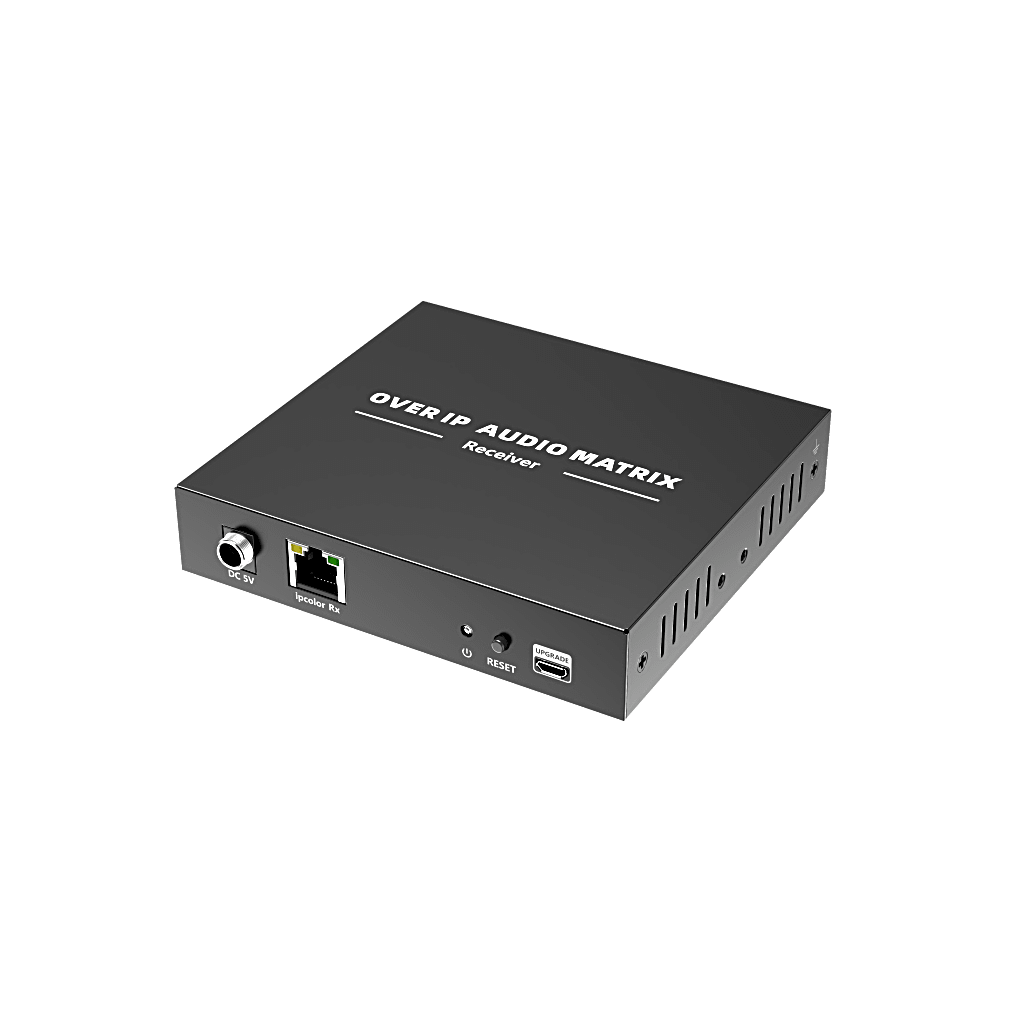 Extensor de Audio sobre IP | PCM 2.0 | 120 m | Matriz Flexible 1 a 1 / 1 a N / N a N | Interfaces Profesionales | Protección ESD | Solo Receptor