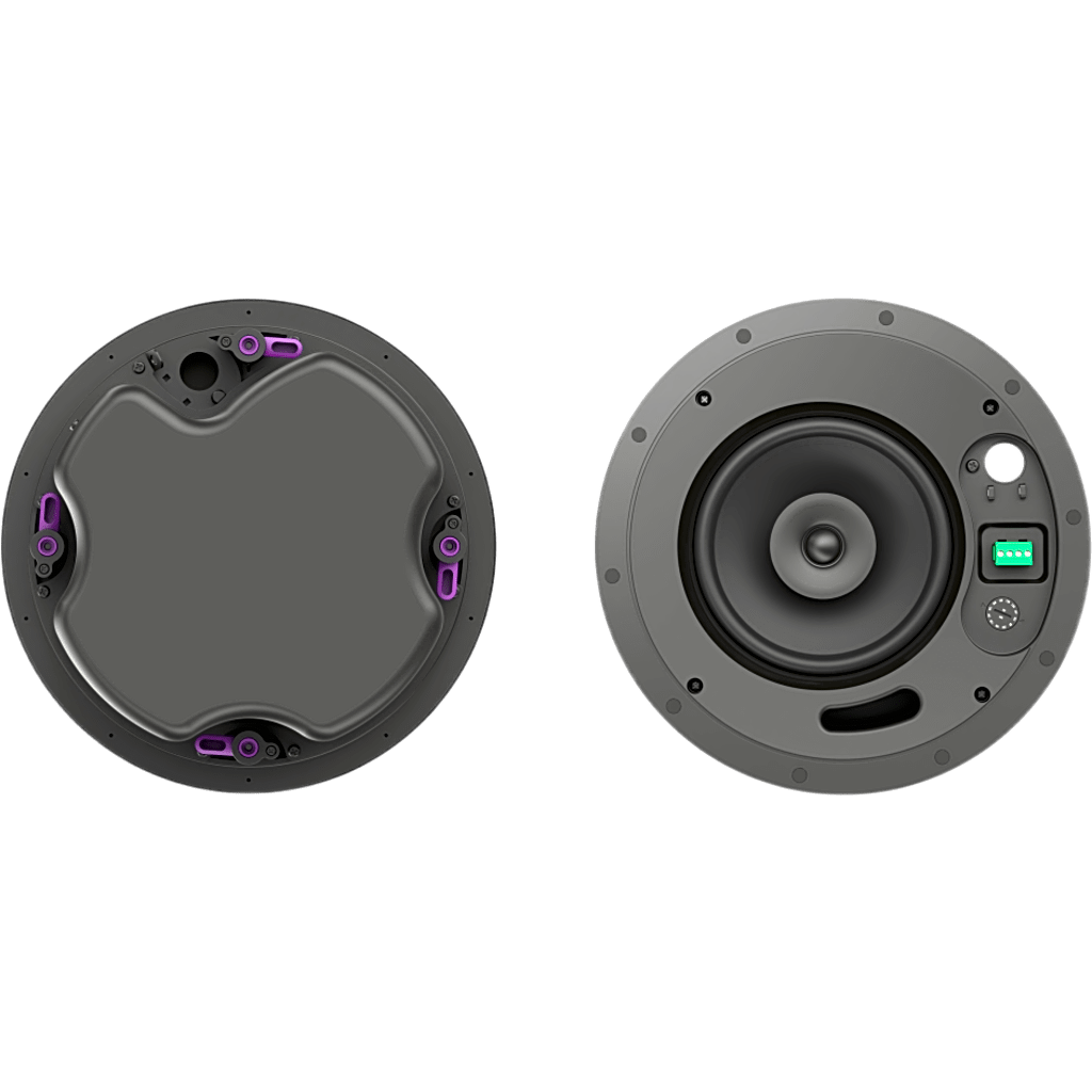 Altavoz de Techo Pasivo 2 Vías | 6.5" (165 mm) Coaxial | 8&Omega; y 70V/100V | 30W Continuo | 90dB Sensibilidad | 105dB SPL Continuo | 107dB Pico | Plenum Rated UL2043 y UL1480A | Perfil Bajo Caja Cerrada | Rejillas Magnéticas Blancas y