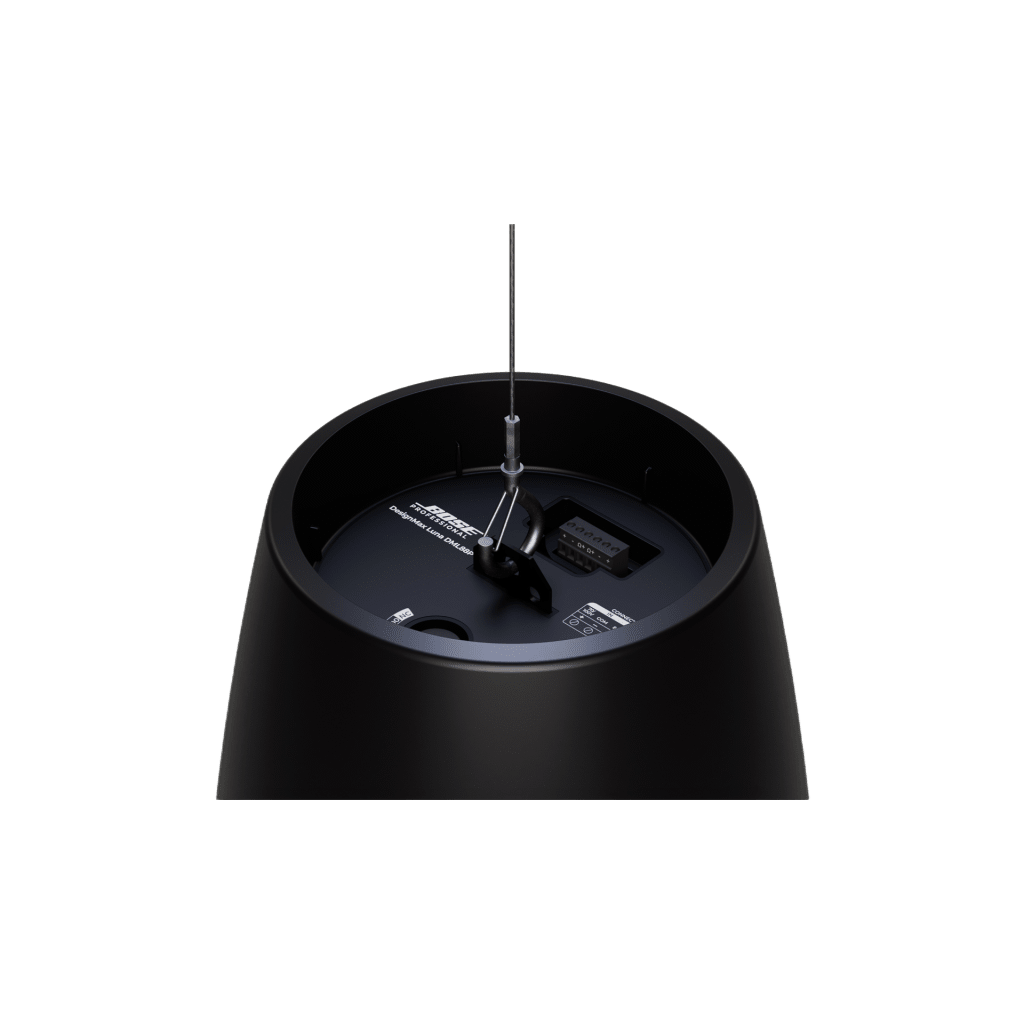 Altavoz Colgante Luna | Designmax | Sistema de Rango Extendido | Array Circular Ring Array™ 8 Drivers | Woofer 8" Integrado | Cobertura 140° | Color Negro