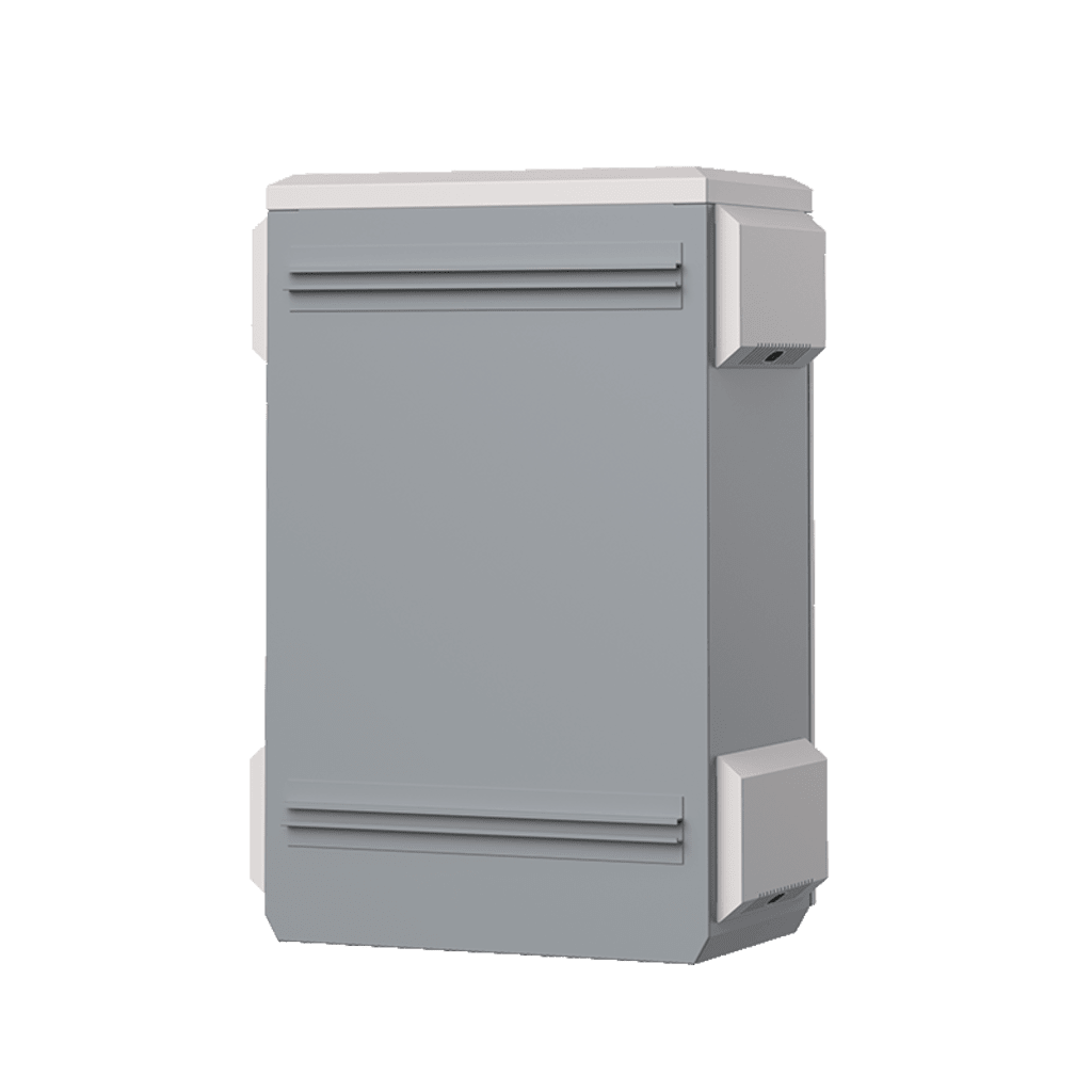 Gabinete de Acero Ventilado para Exterior 380 x 660 x 240 mm con Rieles DIN y 4 Placas Laterales para Montaje de Equipos por Fuera