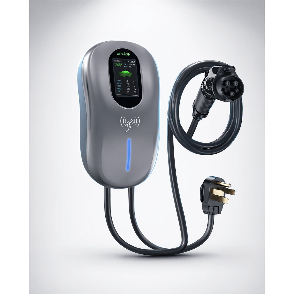 Estación de Carga para Vehículos Eléctricos / 40 A / 9.6 kW / Conector Tipo 1 (SAE J1772) / 110-240 V AC / Pantalla LCD 4.3 in (10.9 cm) / WiFi / APP / RFID / IP65 / Cable TPE 5 m (16.4 ft)
