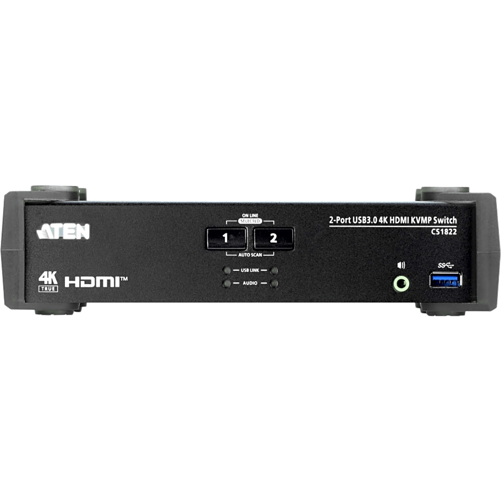 Conmutador KVMP 2 Puertos | HDMI 4K DCI 60Hz | USB 3.1 Gen 1 5 Gbps | Video DynaSync™ | Audio Mixer Mode | RS-232 | Firmware Actualizable