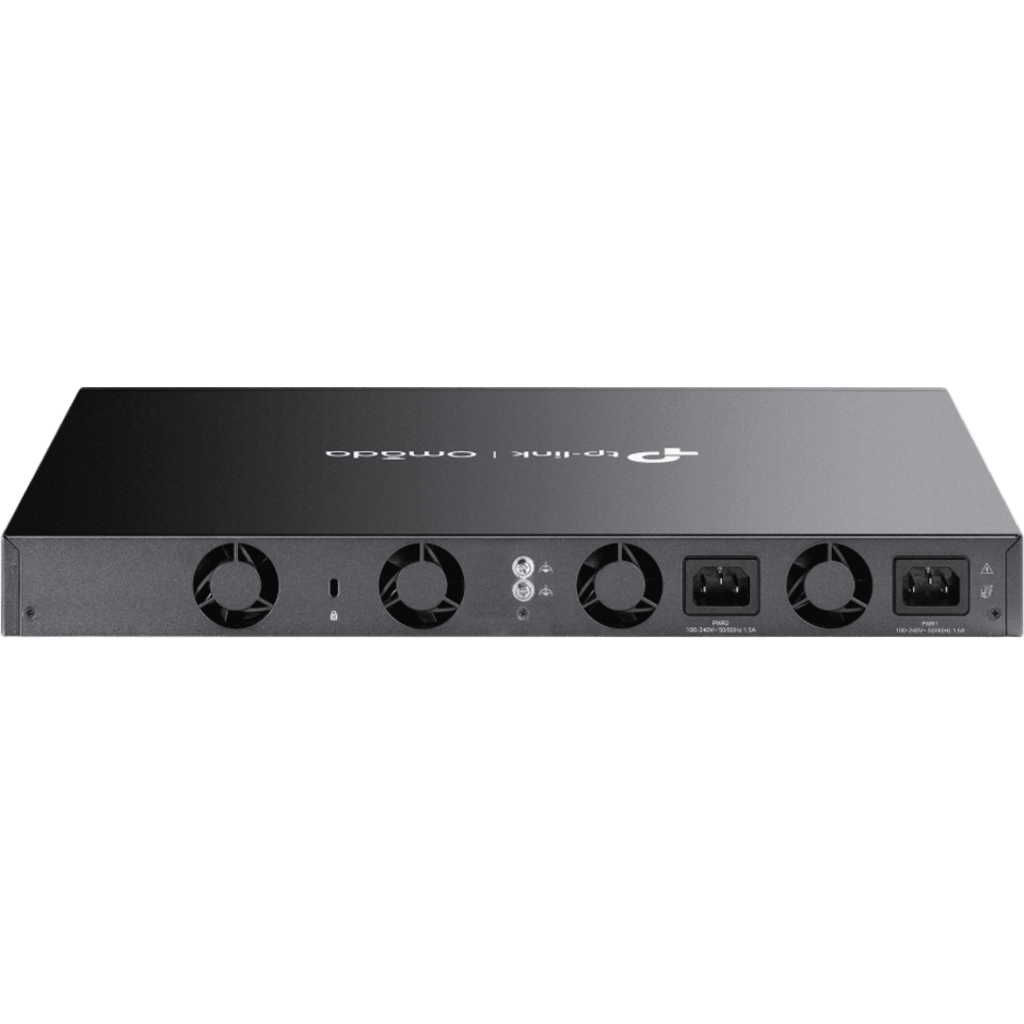 Switch Gestionable L3 Apilable / 48 Puertos Gigabit + 6 Slots 10G SFP+ / Capacidad 216 Gbps / Apilamiento Físico hasta 8 Unidades / Gestión Cloud Omada SDN / Alta Disponibilidad con Fuentes Redundantes / RIP-OSPF-VRRP-PIM / Seguridad ACL-802