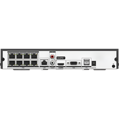 NVR 8 Megapixel (4K) (Compatible con Cámaras ACUSENSE) / 8 canales IP / 8 Puertos PoE+ / 1 Bahía de Disco Duro / Salida de Vídeo en 4K / 300 Metros PoE Modo Extendido