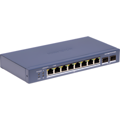 Switch PoE+ / Administrable / 8 Puertos 1000 Mbps PoE+/ 2 Puertos SFP / Configuración Nube desde Hik-PartnerPro / Modo Extendido hasta 300 Metros / 110 W