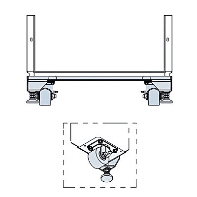 Kit de 4 Ruedas y Niveladores Para Gabinete Proline S1 Trabajo Ligero 900 lb / Material Compuesto Negro / Movilidad Interior