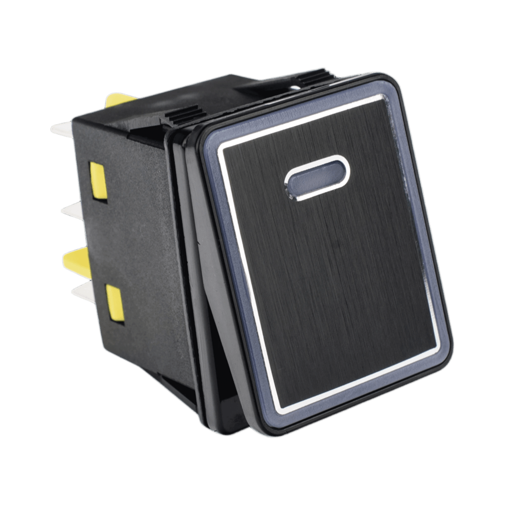 Interruptor tipo Switch con Led Color Rojo / IP65 / Diseño Industrial con panel de Aluminio / NO, COM, NC / Terminales tipo F1