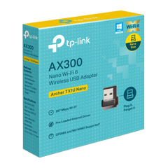 Adaptador USB Inalámbrico AX300 / Wi-Fi 6 2.4 GHz / 287 Mbps / Nano Size / OFDMA y MU-MIMO / Driver Pre-cargado / WPA2-PSK
