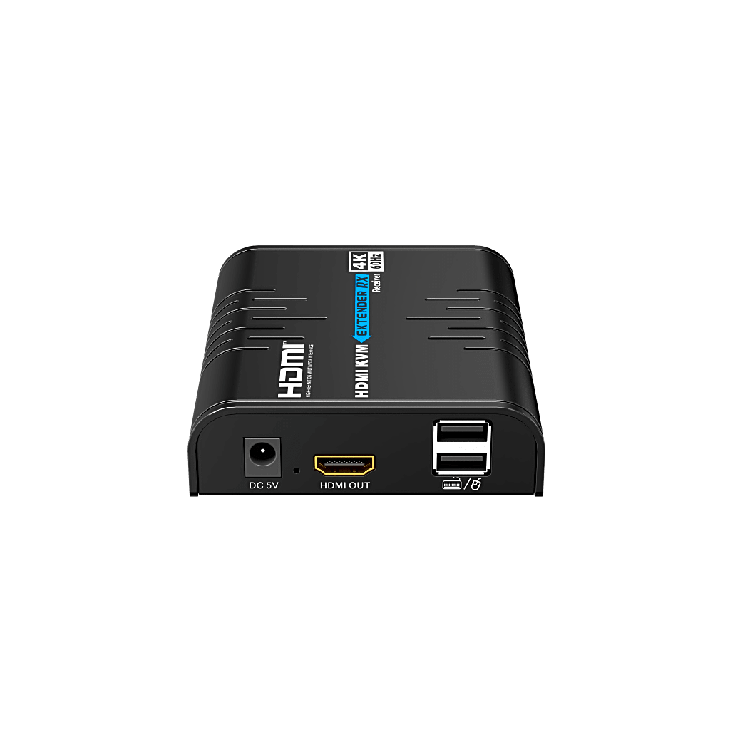 Extensor KVM HDMI 4K a 60 Hz | Transmisión hasta 120 mts con CAT6 | Resolución 4096x2160@60Hz | Ancho de Banda 18Gbps | HDCP1.4 y HDCP2.2 | Latencia 120~170ms | Conexión 1:1, 1:N, N:1, N:N | Solo Receptor