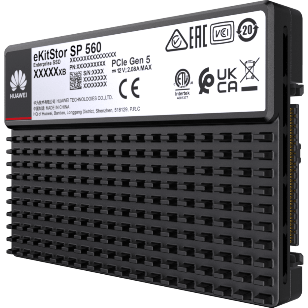 Unidad de Estado Sólido (SSD Huawei eKitStor SP 560) Empresarial de 7.68 TB / NVM2 2.0 / U.2 de 2.5'' / PCle 5.0 / 14,800 MB/s Lectura / 11,000 MB/s Escritura / Almacenamiento empresarial y big data