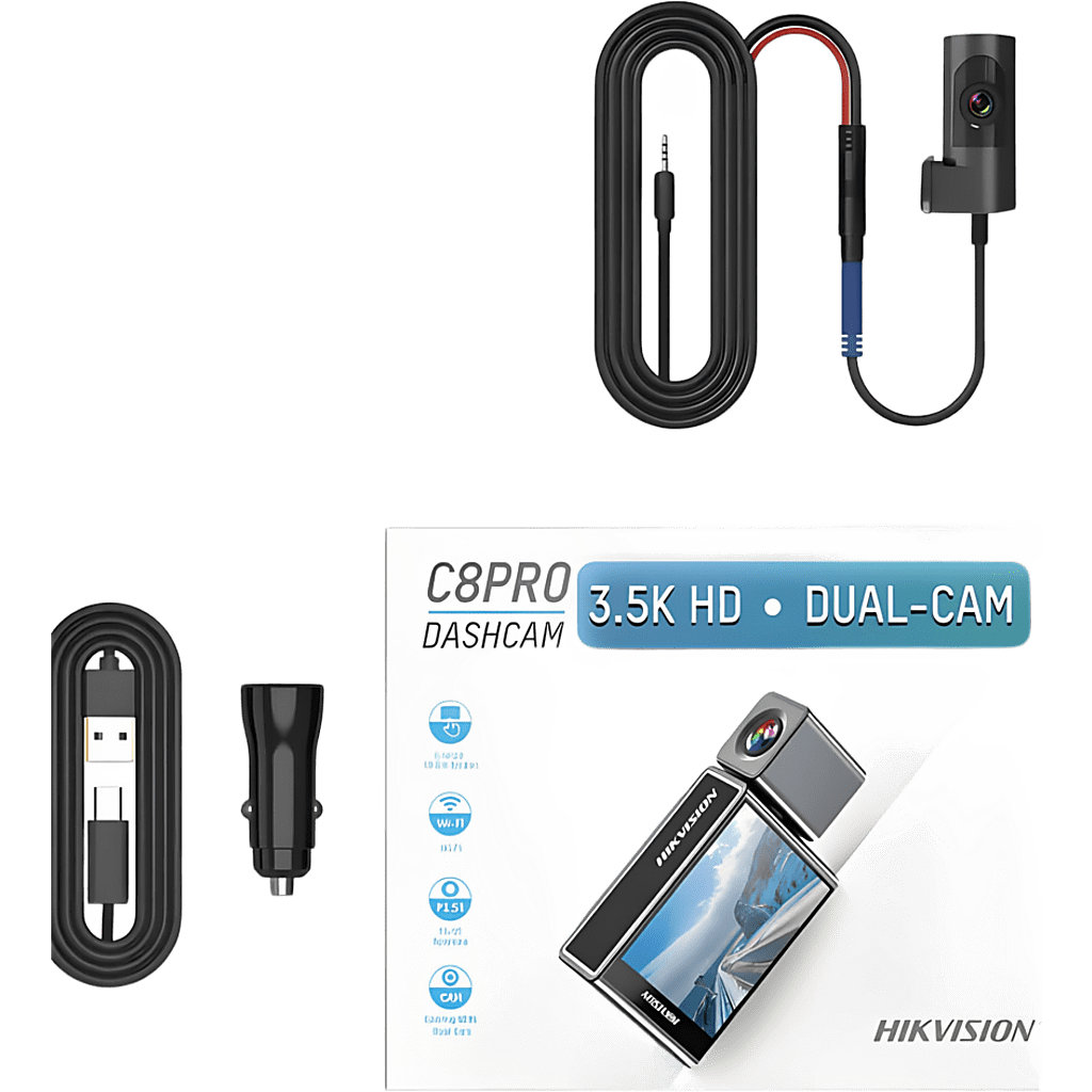 Cámara de Tablero Dual 4K + 1080p / Gran Angular 136° / ADAS / WiFi / G-Sensor / Display 2.45" / Reconocimiento de Voz / Micro SD 256GB / USB Tipo-C