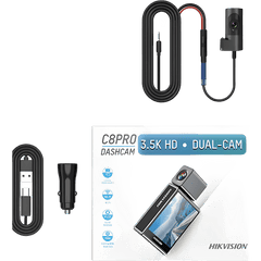 Cámara de Tablero Dual 4K + 1080p / Gran Angular 136° / ADAS / WiFi / G-Sensor / Display 2.45" / Reconocimiento de Voz / Micro SD 256GB / USB Tipo-C