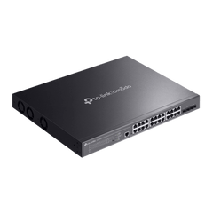 Switch L2+ Gestionado Omada / 24 Puertos Gigabit RJ45 + 4 Puertos 10G SFP+ / 16 Puertos PoE+ (30W) + 8 Puertos PoE++ (90W) / 128 Gbps Capacidad / 95.23 Mpps Forwarding / 500W PoE Budget / SDN Cloud Management