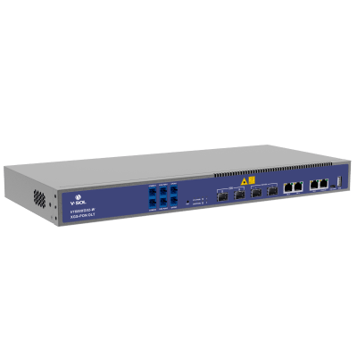 OLT Dual de 2 Puertos XGSPON/GPON con WDM Integrado/ 4 Puertos Uplink (2 Puerto Gigabit RJ45 + 2 Puertos SFP/SFP+) / Hasta 512 ONUs