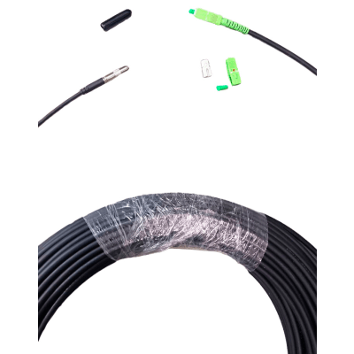 Rollo de Fibra Óptica Drop Redonda G657A2 Monomodo Simplex de 200 Metros con Conectores SC/APC-SC/APC para Instalaciones Aéreas o a la Intemperie