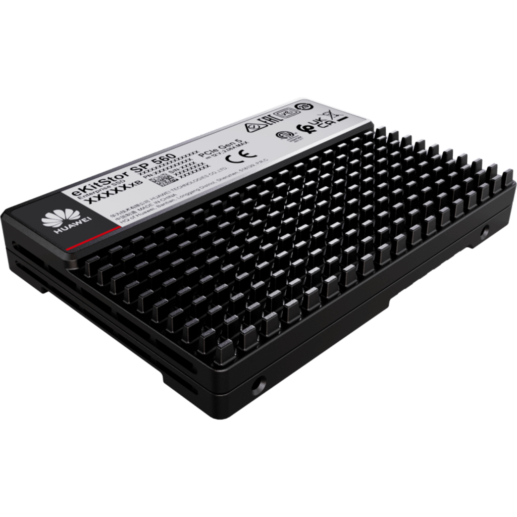Unidad de Estado Sólido (SSD Huawei eKitStor SP 560) Empresarial de 3.84 TB / NVM2 2.0 / U.2 de 2.5'' / PCle 5.0 x4 / 14,800 MB/s Lectura / 8,500 MB/s Escritura / Almacenamiento empresarial y big data