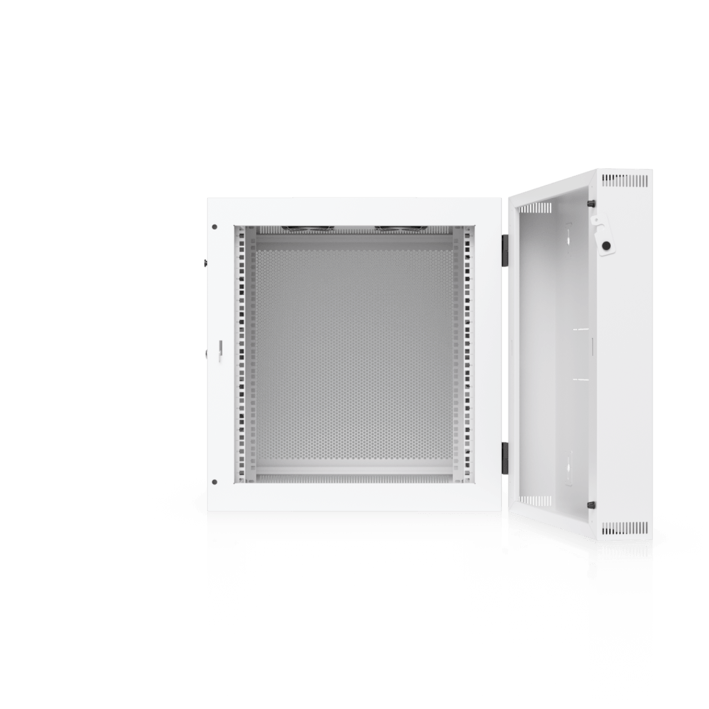 UACC Rack Cabinet 12U (600 x 703 mm) - Gabinete Cerrado para Montaje en Pared con Puerta Frontal Perforada, Puerta Trasera Abatible (Swing-Out) y Paneles Laterales Removibles con Llave