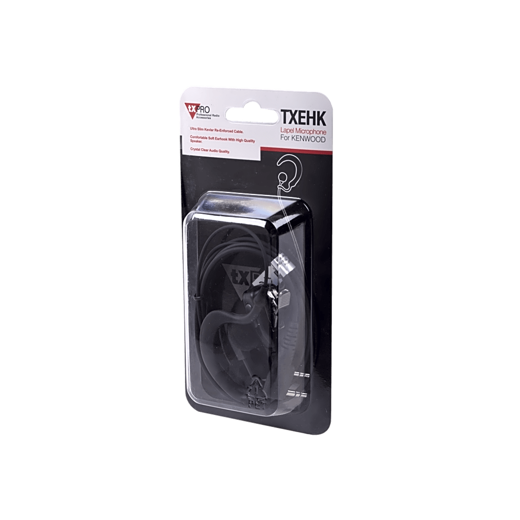 Micrófono - audífono de gancho ajustable al oído con conector de dos pines para KENWOOD Y TXPRO